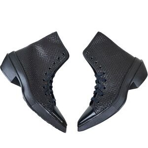 Converse Black Chuck 70 De Luxe Pointed Woven Leather High Top Booties Size 7.5